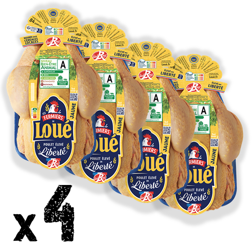 PROMOTION - Colis de 4 Poulets Jaune Label Rouge de Loué